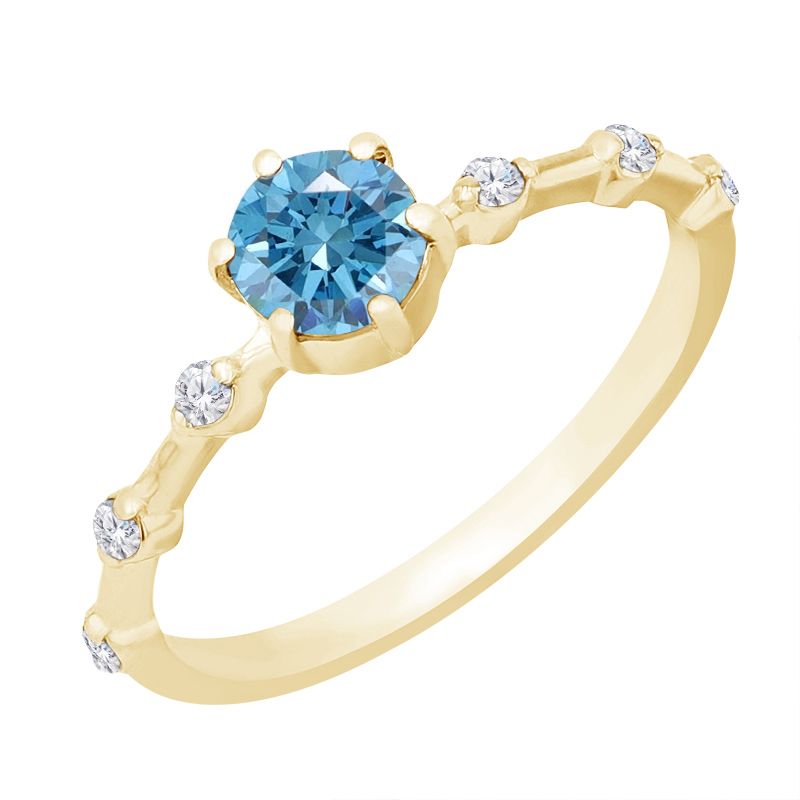 Prsten s certifikovaným fancy blue lab-grown diamantem a lab-grown diamanty Imelda