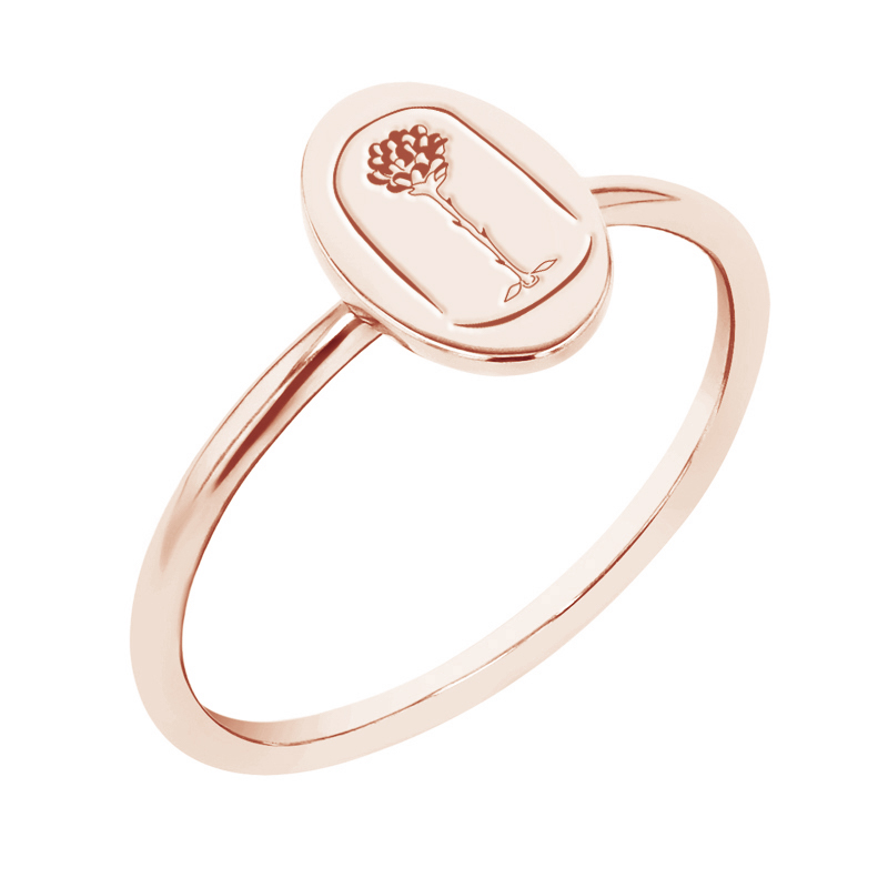 Oválný prsten s gravírem růže Malý princ 119327