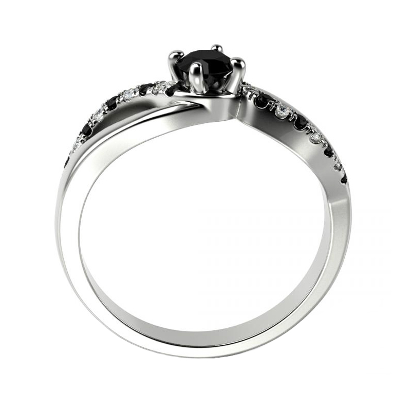 Zásnubní prsten s černými a bílými diamanty Ewie 119347