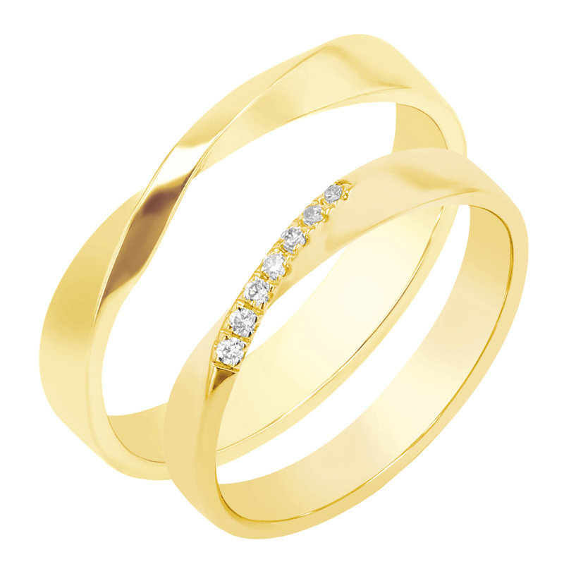 Zlaté propletené snubní prsteny s lab-grown diamanty Lasha 124397