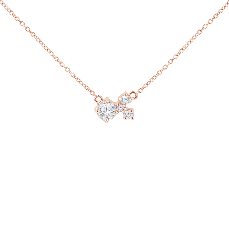 Stříbrný cluster náhrdelník s moissanitem a lab-grown diamanty Millie 125317