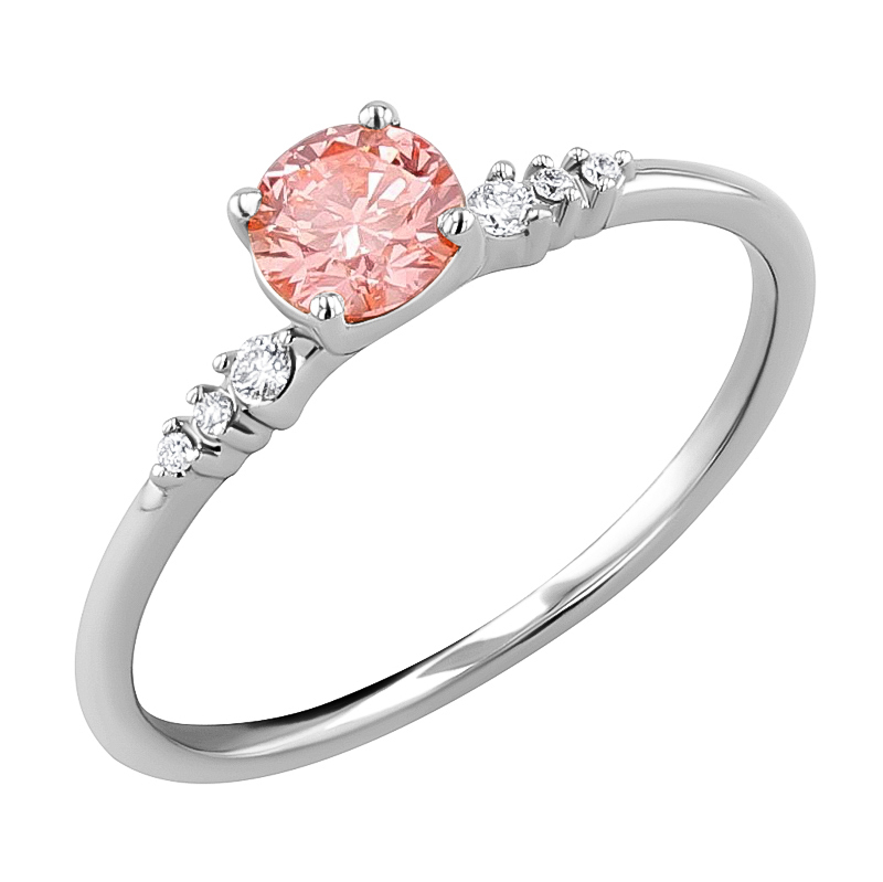Zásnubní prsten s certifikovaným fancy pink lab-grown diamantem Amity 125967
