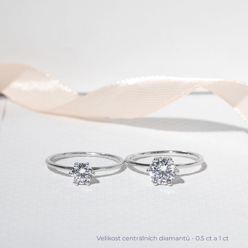 Zdobený zásnubní prsten s lab-grown diamanty Donia 127517