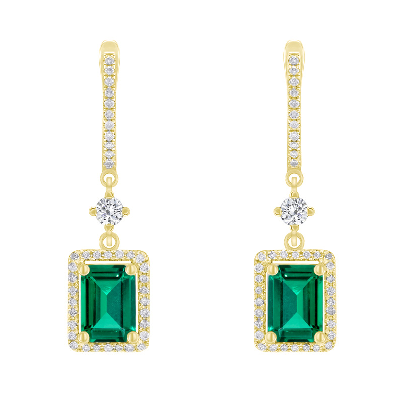 Smaragdové náušnice s lab-grown diamanty Livia 132877