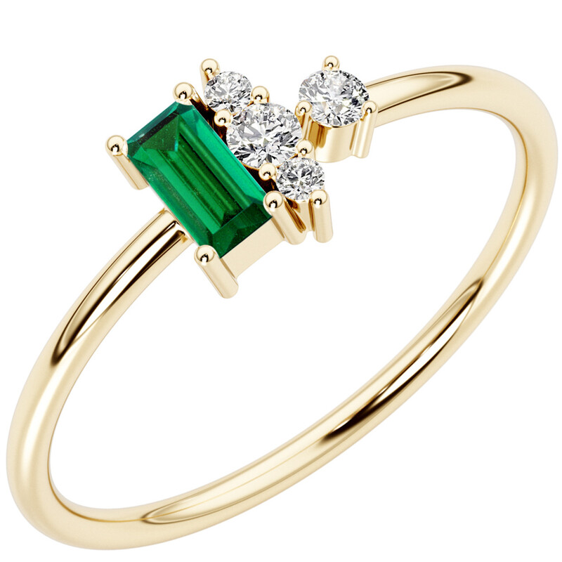 Eppi Stříbrný cluster prsten s lab-grown smaragdem a diamanty Zeno R47347
