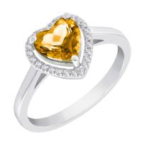 Zlatý prsten s citrínovým srdcem a diamanty Yallie