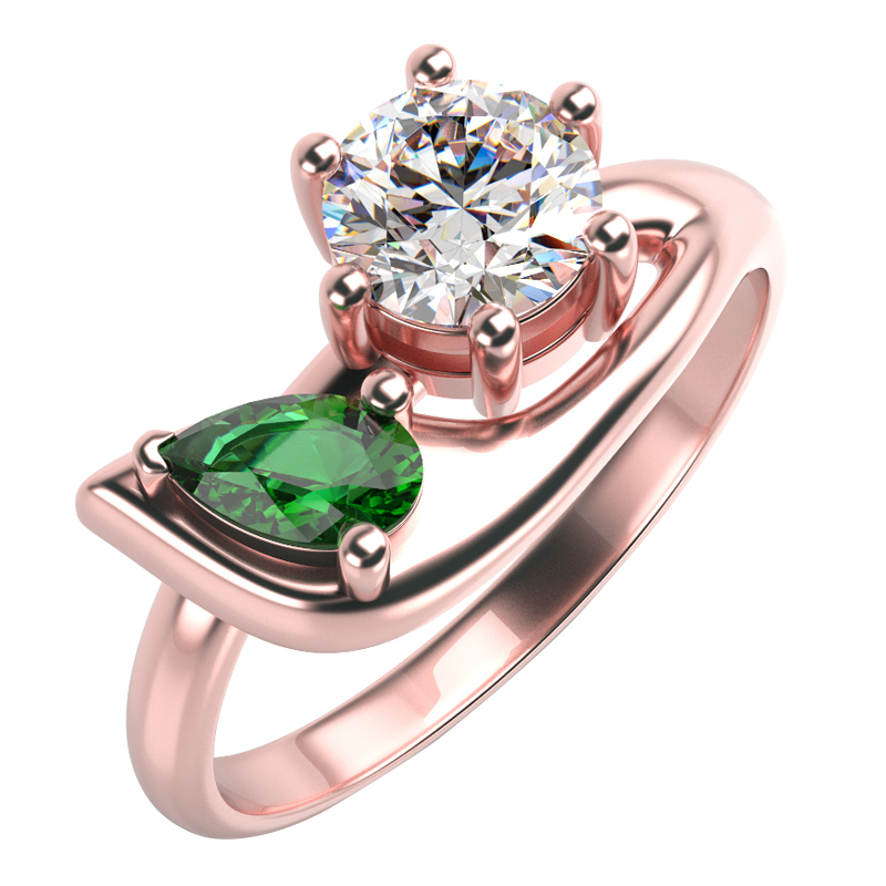 Prsten se smaragdem a diamantem 15697