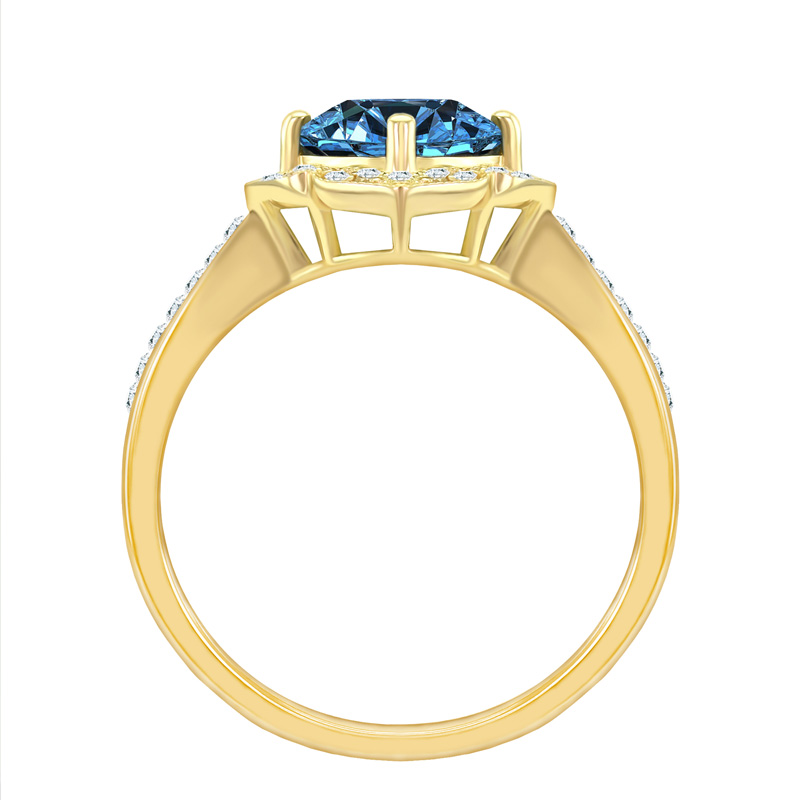 Zlatý vintage prsten s modrým topazem 17027
