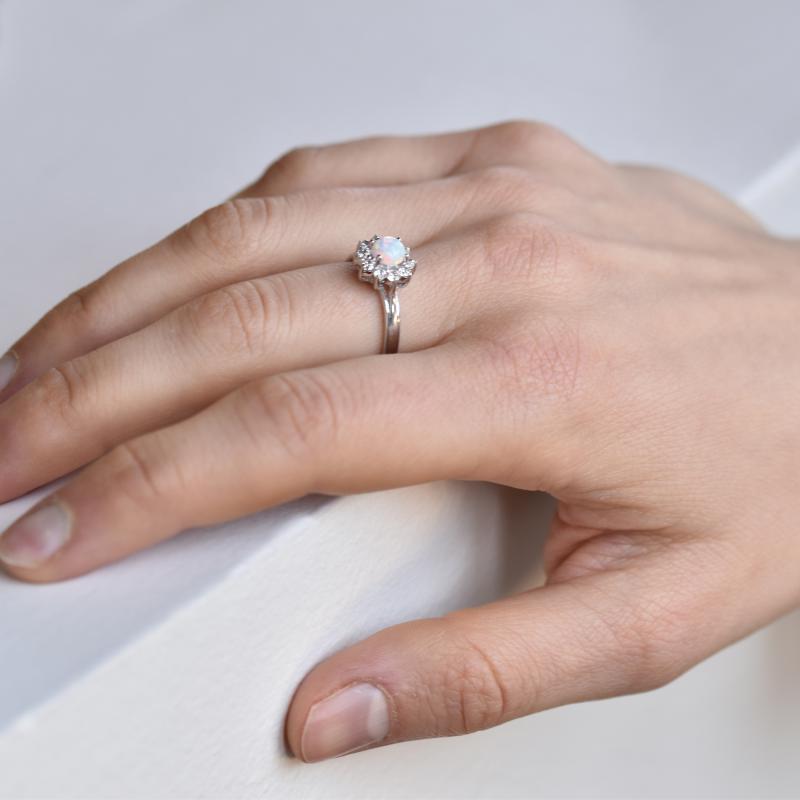 Opálový stříbrný prsten 17337