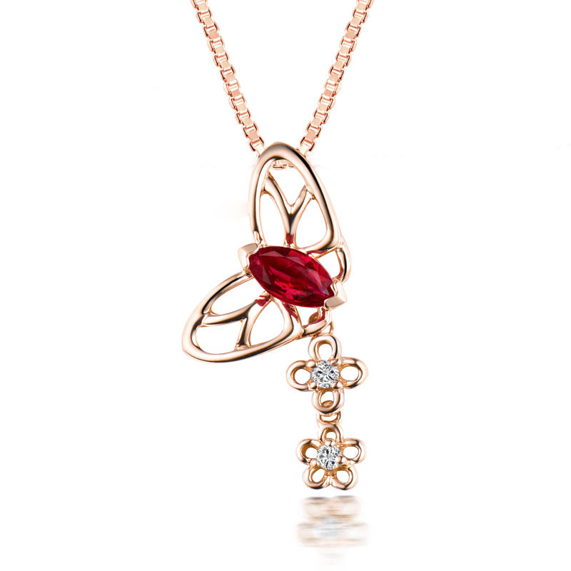 Rubínový náhrdelník s diamanty ve tvaru motýla Kent