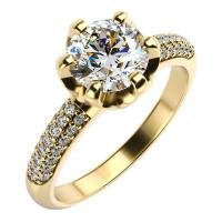 Zásnubní zlatý prsten s diamanty Lineas