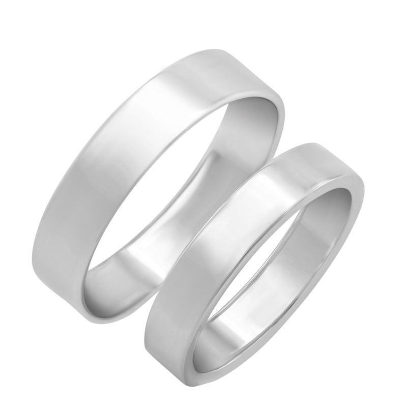 Snubní prsteny moderního komfortního typu z bílého zlata Ilah