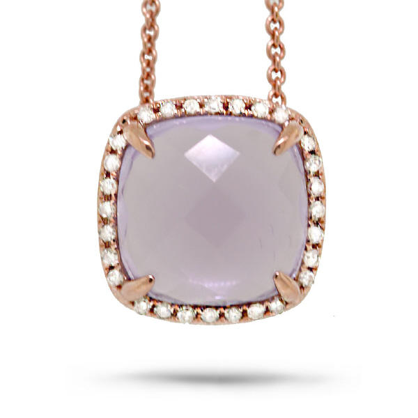 Originální náhrdelník s fialovým ametystem a diamanty Mayuri