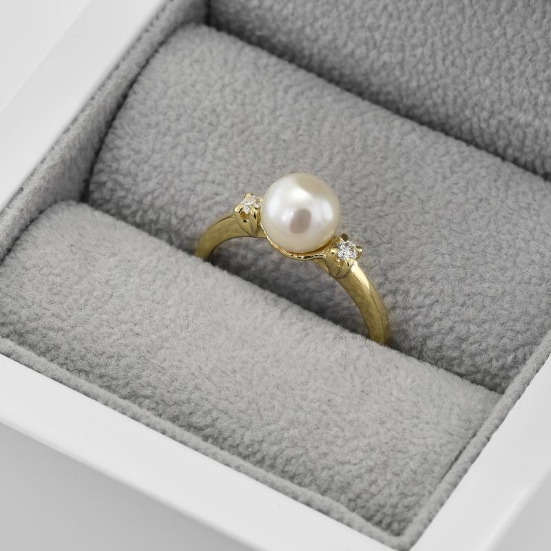 Prsten s bílou perlou 22787