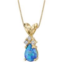 Zlatý přívěsek s modrým pear opálem a diamanty Myron