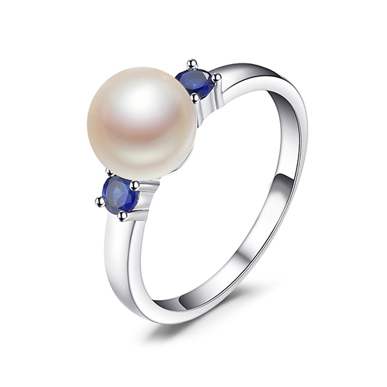 Stříbrný prsten s perlou a safíry Acheloa