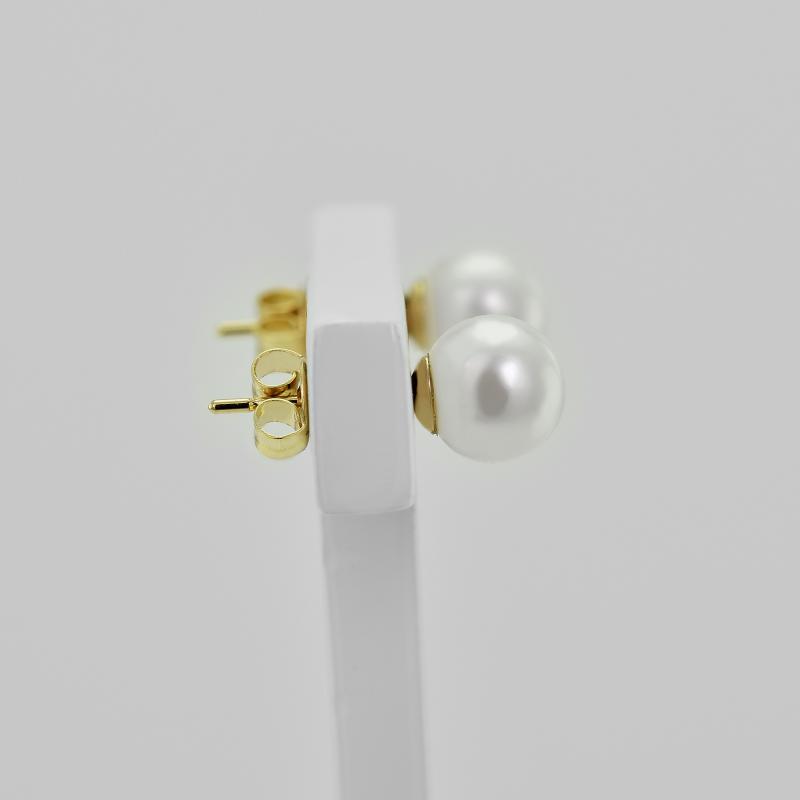 Bílé 7-7.50 mm perly ve zlatých náušnicích 23237