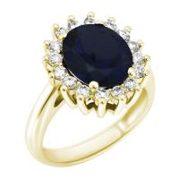 Zlatý prsten s modrým safírem a diamanty Tubiah