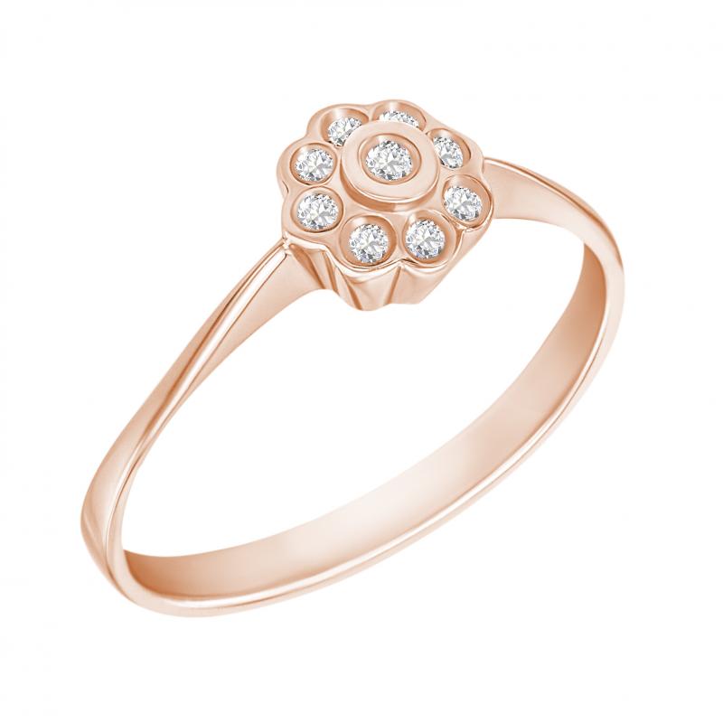 Prsten z růžového zlata s diamanty