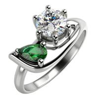 Platinový prsten s diamantem a smaragdem Pehr