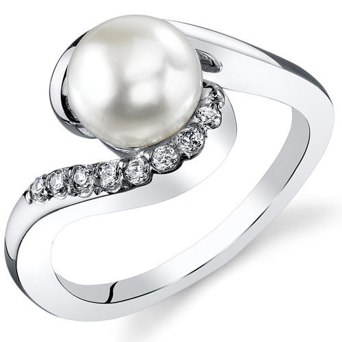 Stříbrný prsten s perlou a zirkony Nambi