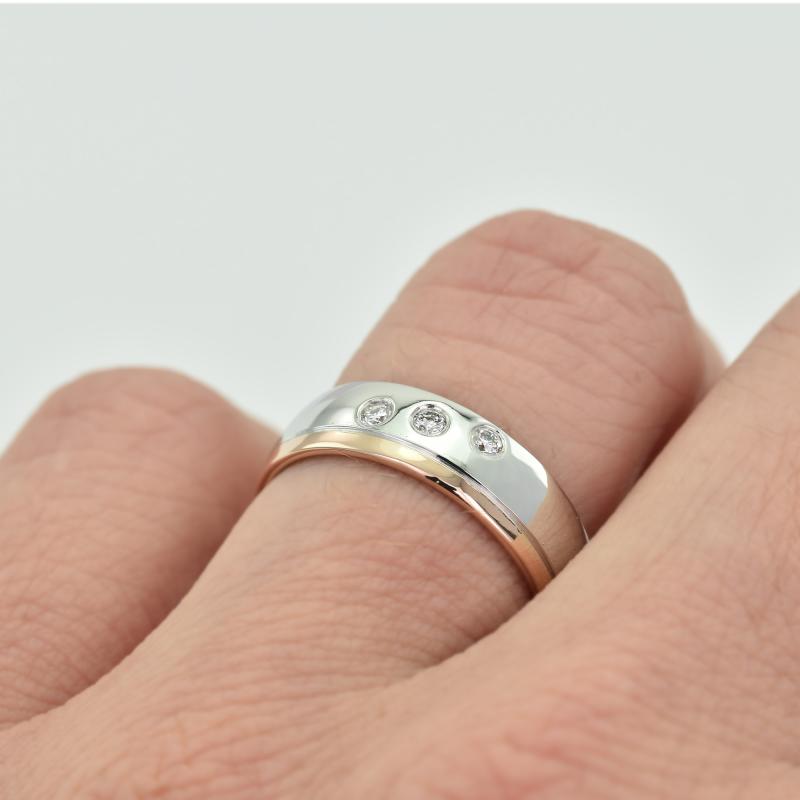 Snubní prsteny z kominovaného zlata s diamanty 25737