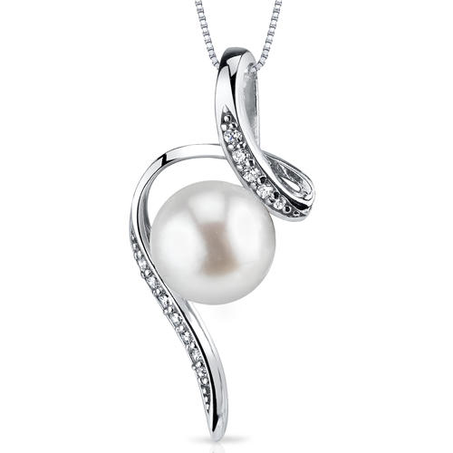 Stříbrný náhrdelník s perlou a zirkony Acanda