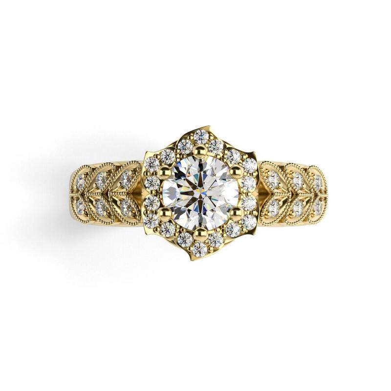 Diamantový prsten se žlutým zlatem