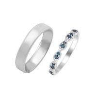 Snubní vintage prsten s modrými diamanty a pánský komfortní Potus