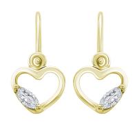 Zlaté náušnice pro děti ve tvaru srdce s bílými safíry Anastasia