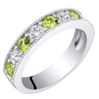 Stříbrný eternity prsten s olivíny a zirkony po obvodu Ednah