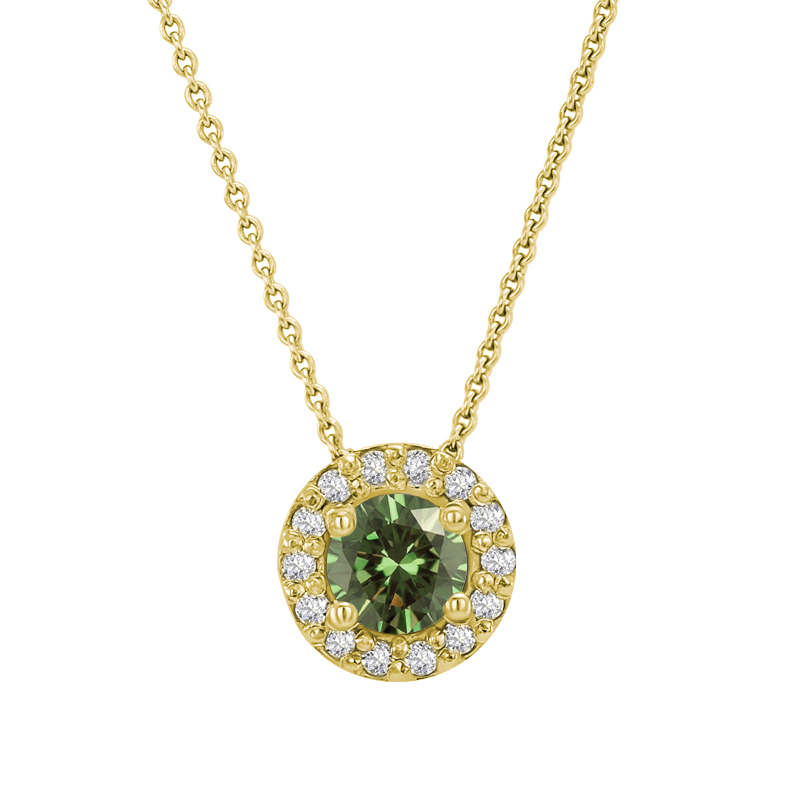 Zelený diamant ve zlatém náhrdelníku