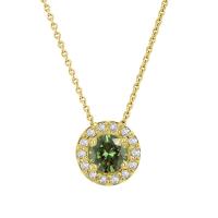 Zlatý halo náhrdelník se zeleným diamantem Vicky