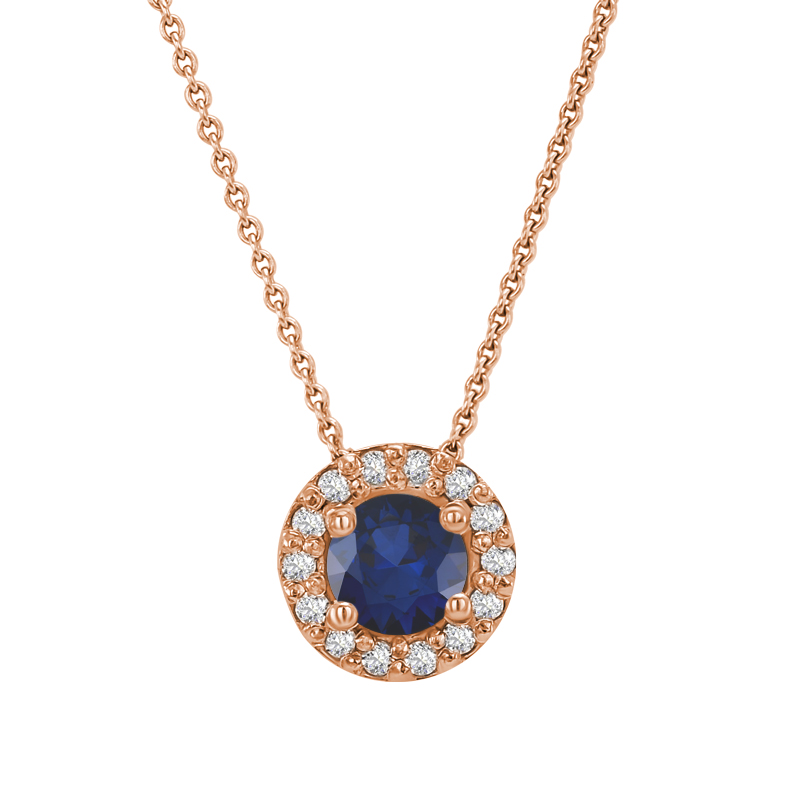 Halo safírový náhrdelník s diamanty ze zlata 32257