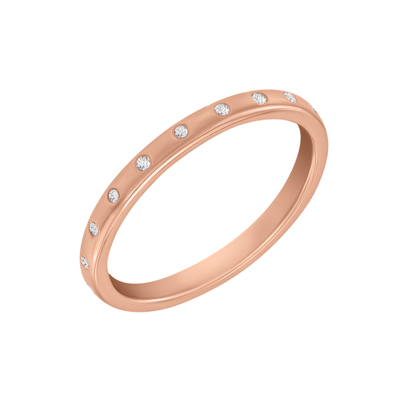 Dámský snubní prsten z růžového zlata s diamanty 34747
