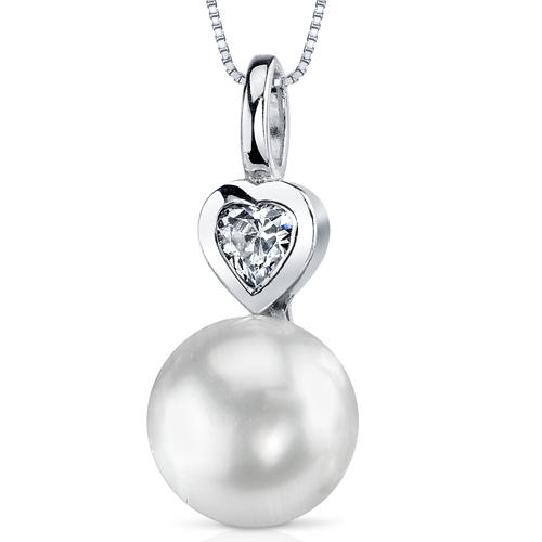 Náhrdelník s perlou a zirkony stříbrný 3477