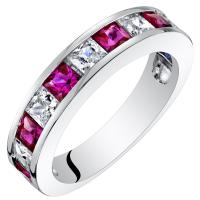 Stříbrný rubínový eternity prsten Vuolo