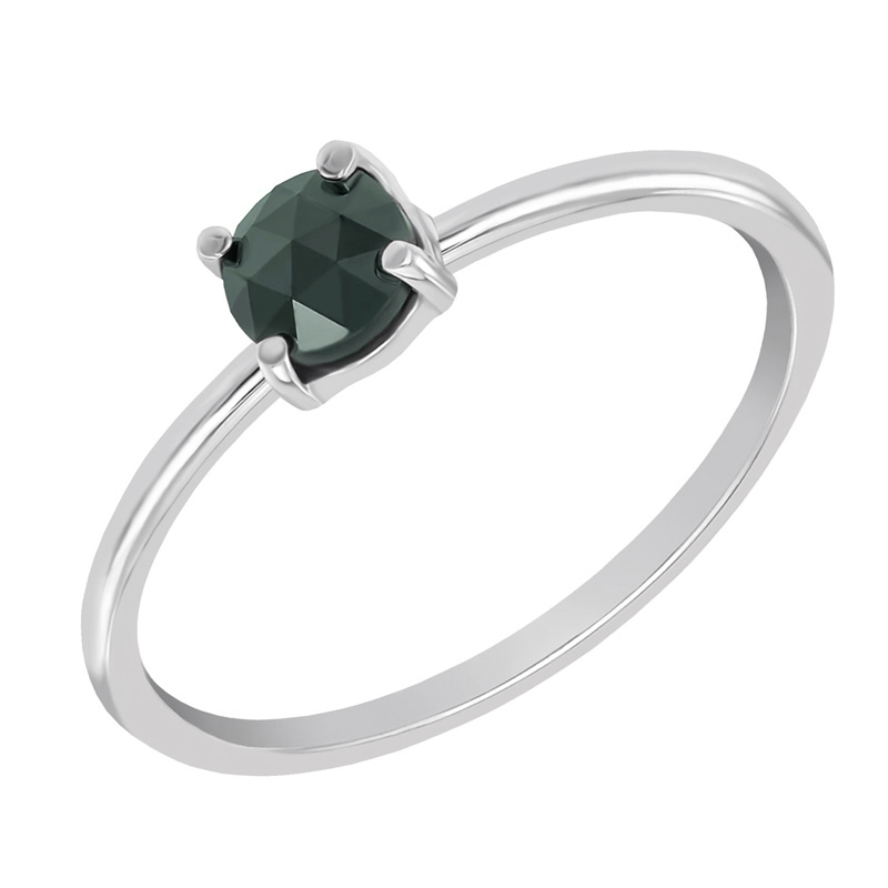 Zlatý zásnubní prsten s tmavě zeleným diamantem Voliny