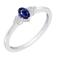 Zlatý prsten s modrým safírem a diamanty Jufien