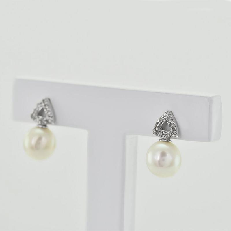 Diamantové náušnice s perlou 42677
