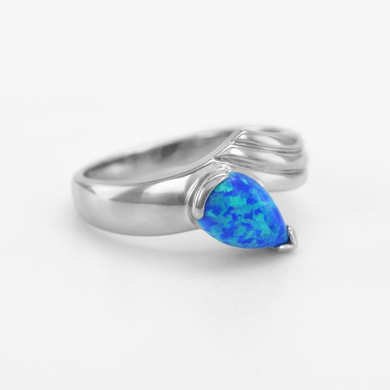 Stříbrný prsten s modrým opálem Aussie 46707