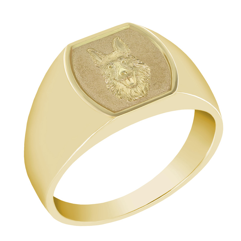 Zlatý pánský prsten s ručním gravírem Bertly