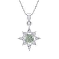 Stříbrný náhrdelník s ametystem a zirkony ve tvaru hvězdy Veloute