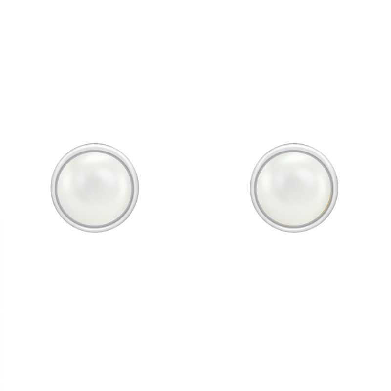 Minimalistické perlové náušnice z bílého zlata Carlote