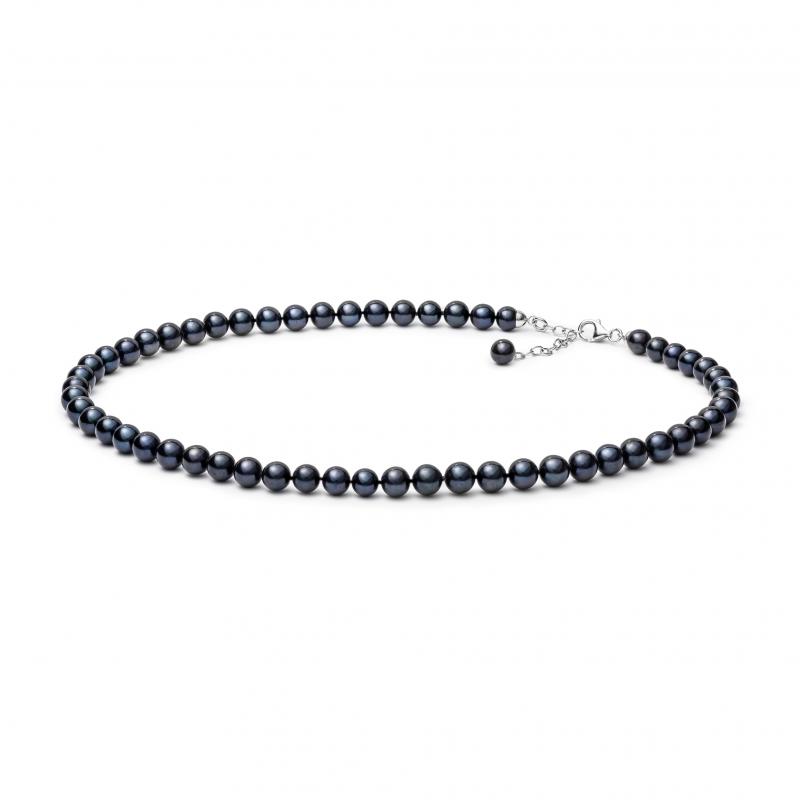 Stříbrný náhrdelník s černými perlami Michelle