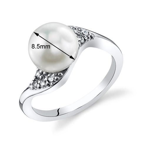 Perlový stříbrný prsten se zirkony 5137