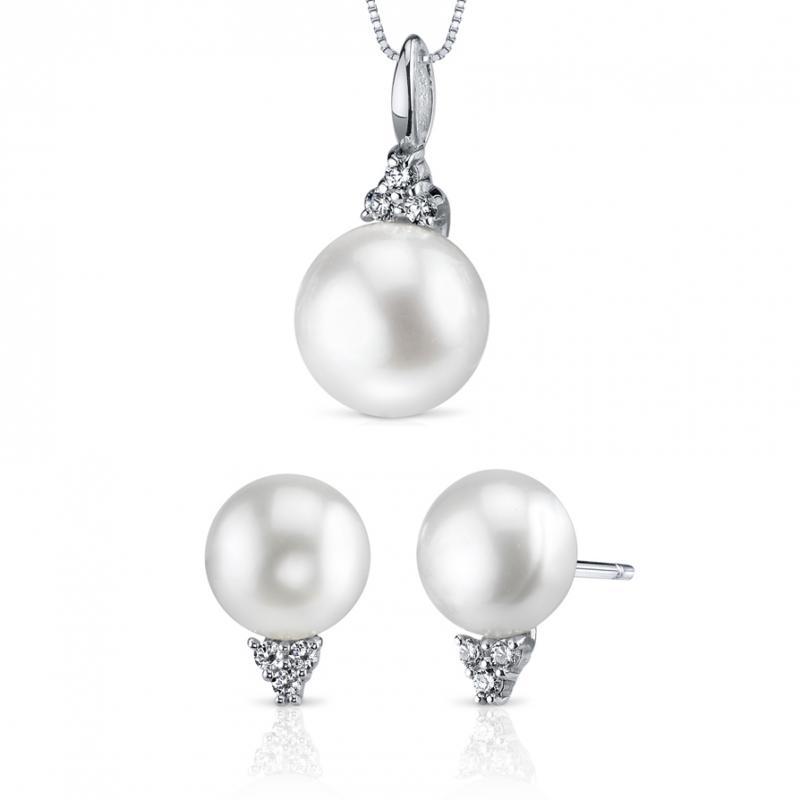 Souprava šperků s bílými perlami a zirkony Kiana
