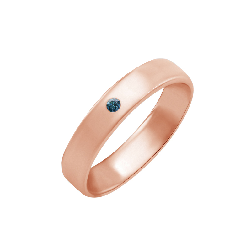 Zlatý snubní prsten s modrým diamantem 58677
