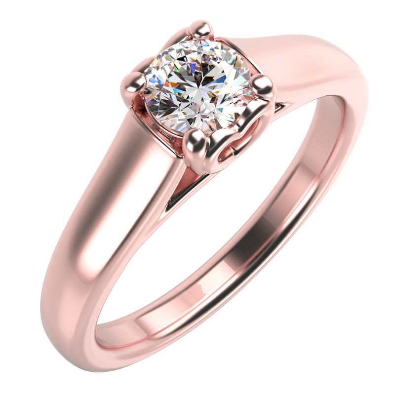 Zlatý prsten s moissanitem z růžového zlata 59717