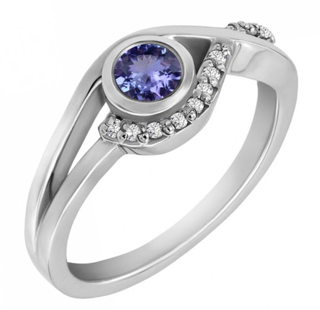 Zásnubní prsten s tanzanitem a diamanty Emanuel